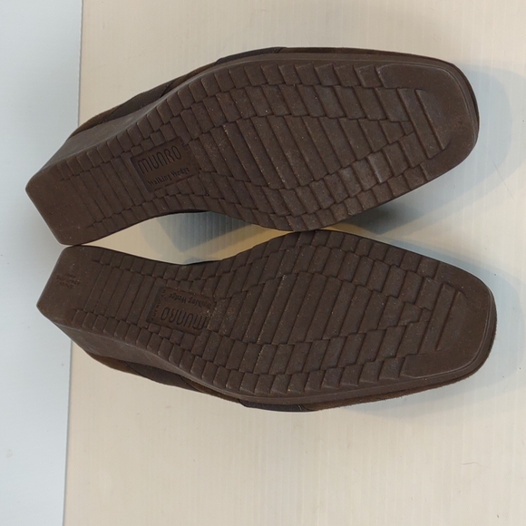 Munro American Zena Brwn Suede Slip-On Walking Wedge Black Elastic Crossing Gore - Picture 13 of 16